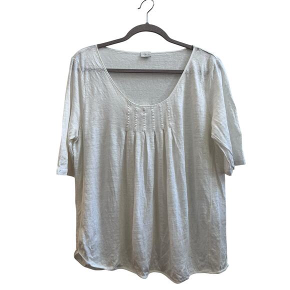 Poetry Flaw Linen Semi Sheer Short Sleeve Scoop Neck Tee Top Size 12 Style VB37 - Picture 2 of 11